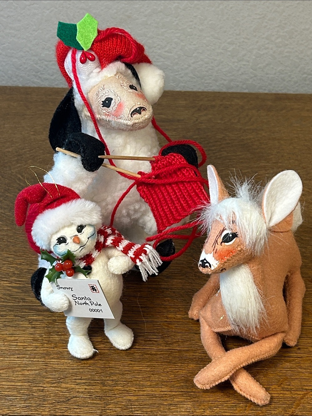 Annalee Holiday Plush Trio collection Knitting Llama, Reindeer, Snowman ornament - Picture 12 of 12